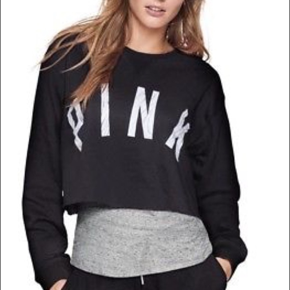 Pink Vs cropped off the shoulder pullover
